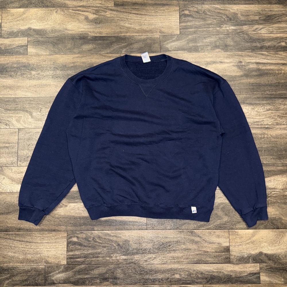 Russell Athletic Dri-Power Fleece Crewneck Pullover Sweater Men's XL Navy Blue